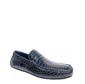 A01NPNP - Cuadra black casual crocodile leather driver moccasins for men