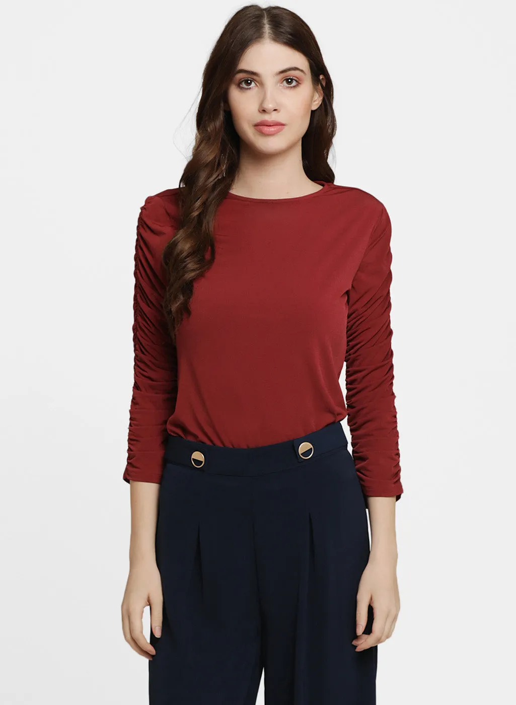 Alison Ruched Sleeve T Shirt