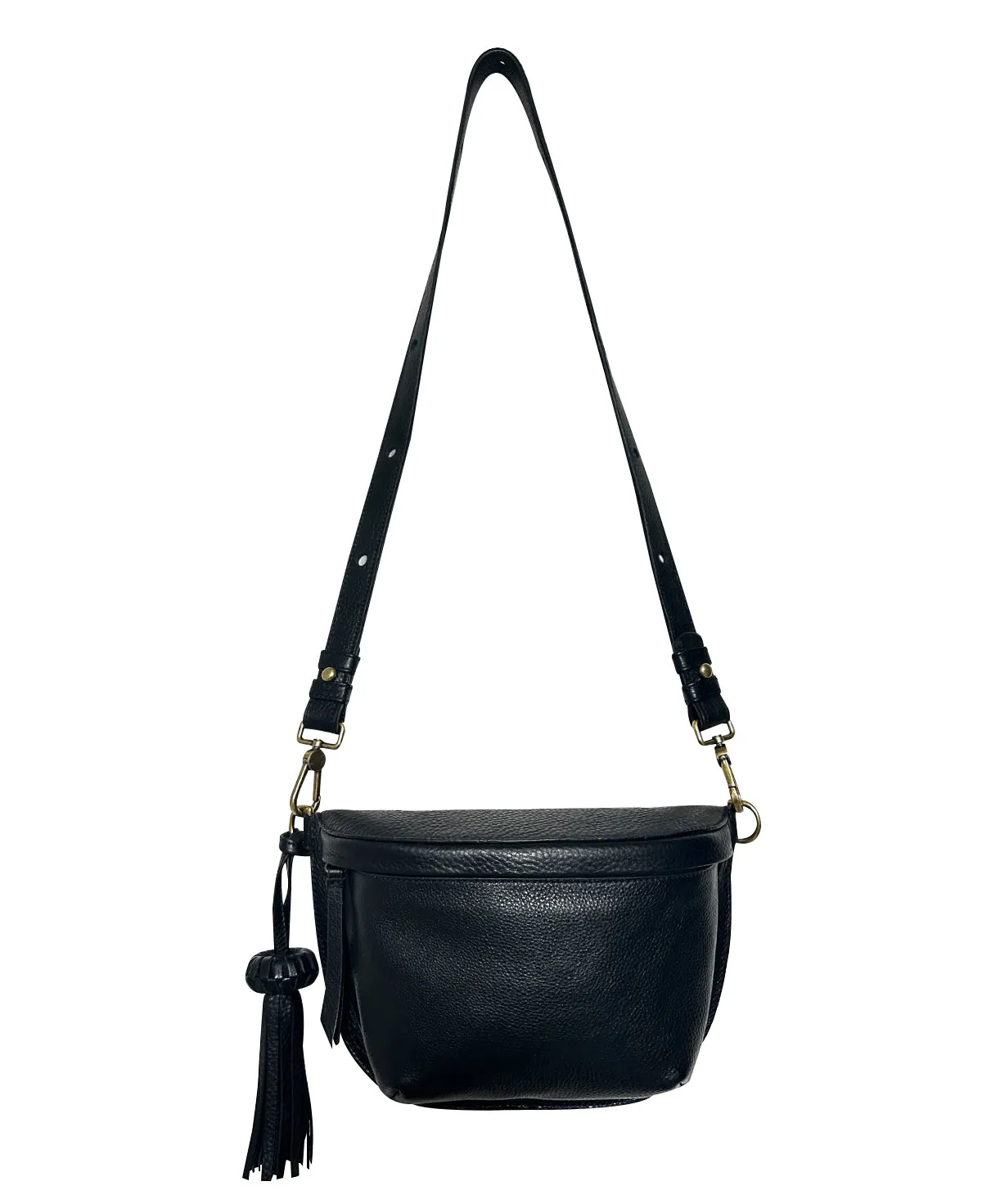 All Black Leather Sling Bag Crossbody