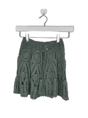 Andi Bagus Green Crotchet Tie Waist Mini Skirt UK S/M