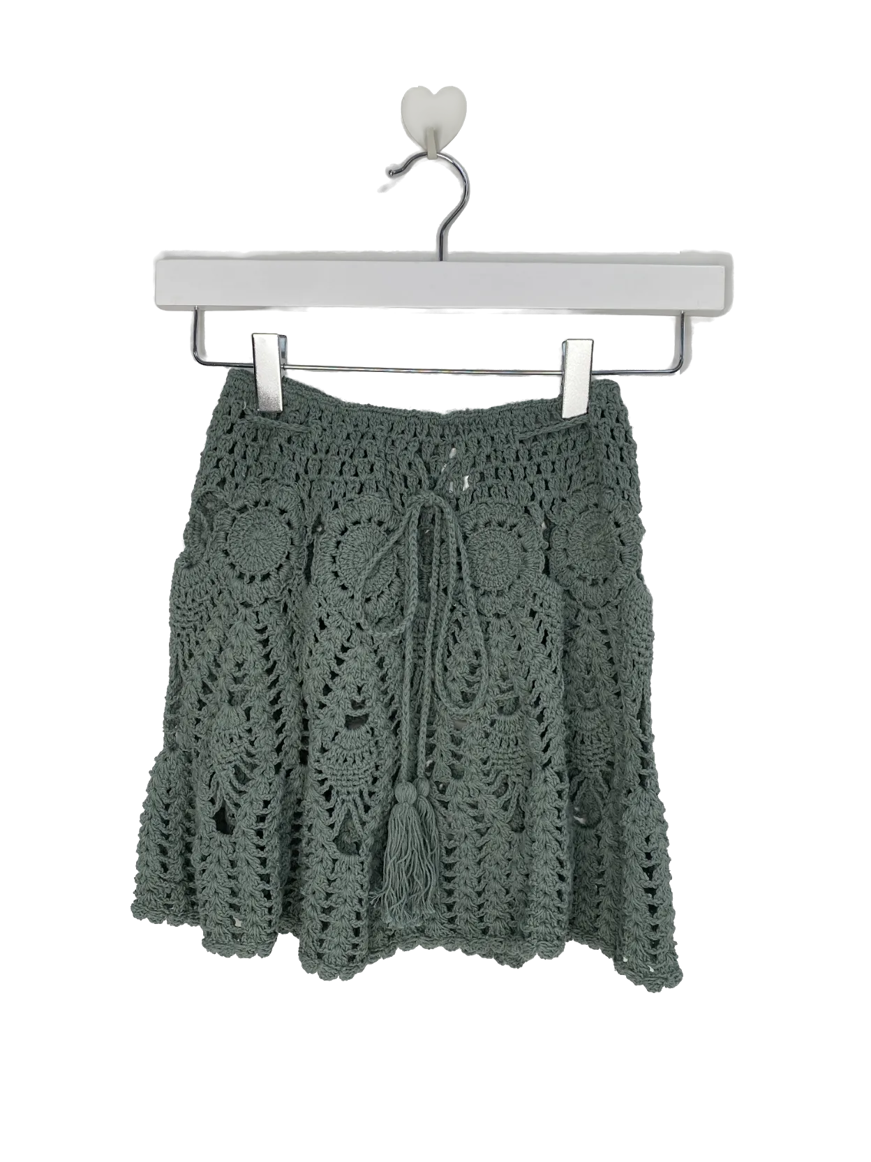 Andi Bagus Green Crotchet Tie Waist Mini Skirt UK S/M