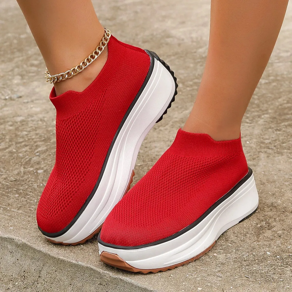 Ashore Shop Spring and Autumn 2023 Women's Vulcanized Platform Shoes Comfortable Walking Casual Shoes