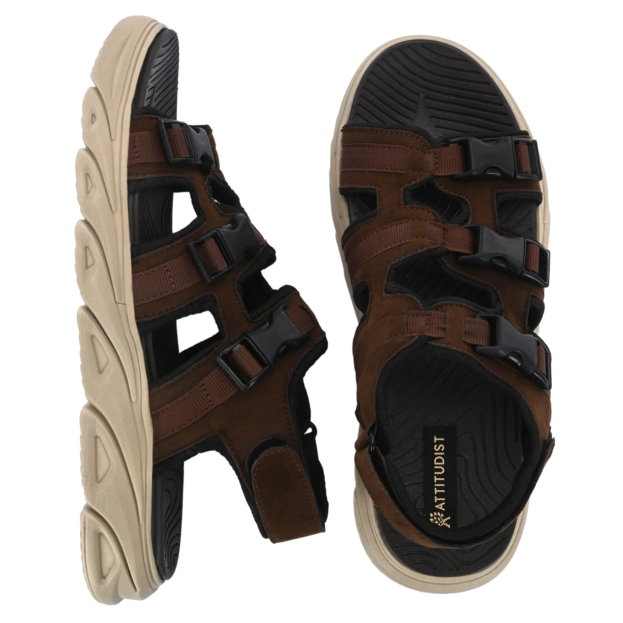 Attitudist Unisex Handcrafted Brown Casual Sandal