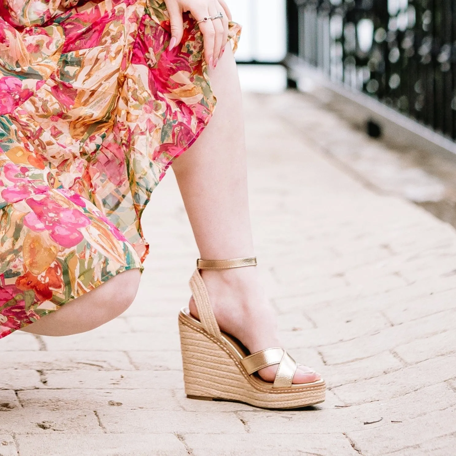 Basset Espadrille Metallic Gold Wedge