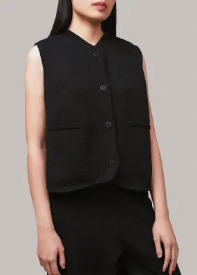 Black Boxy Cotton Waistcoat