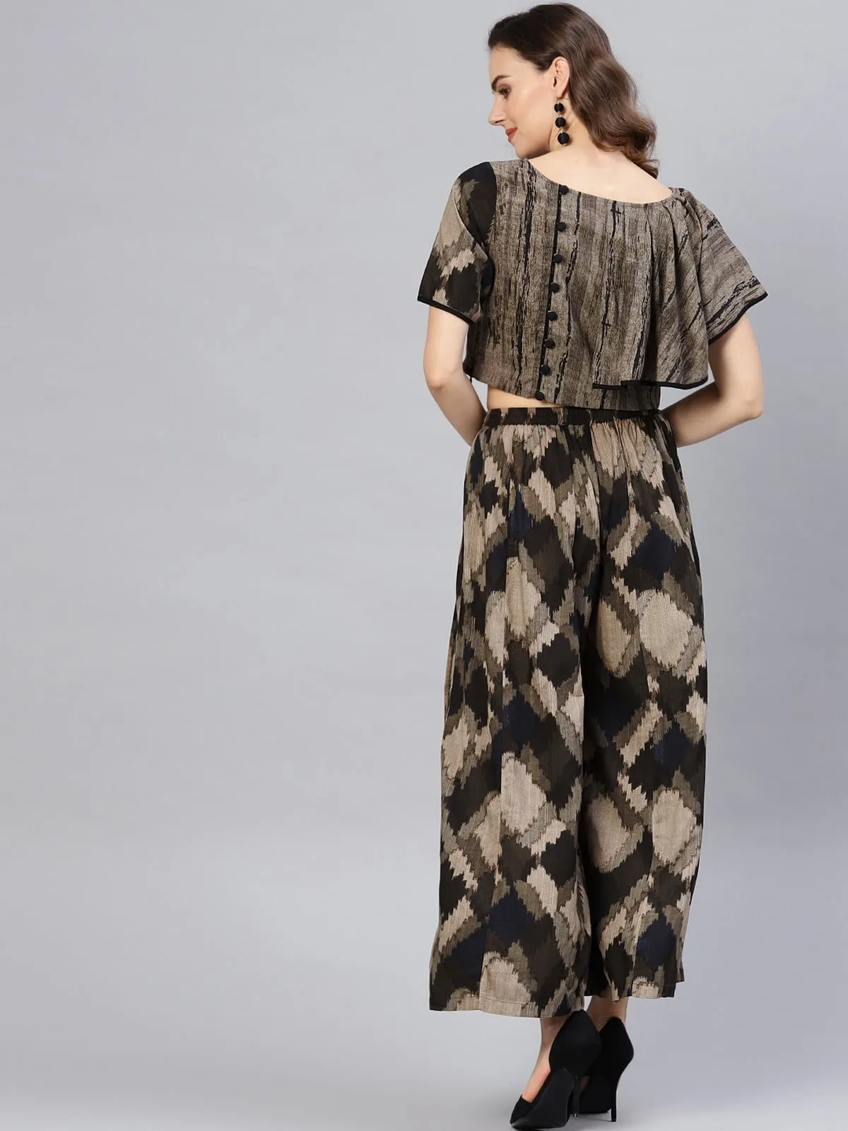 Block Printed Asymmetric Top With Skirt