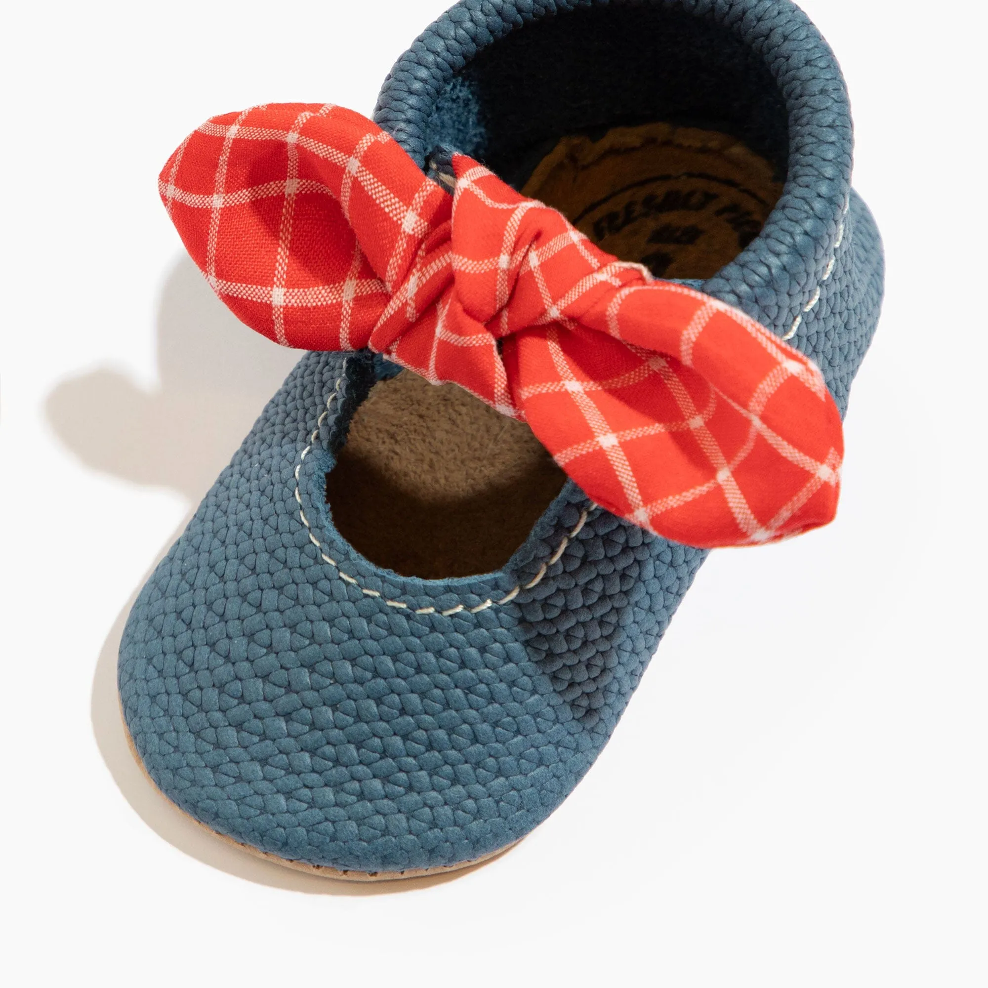 Blue Jean Knotted Bow Baby Shoe