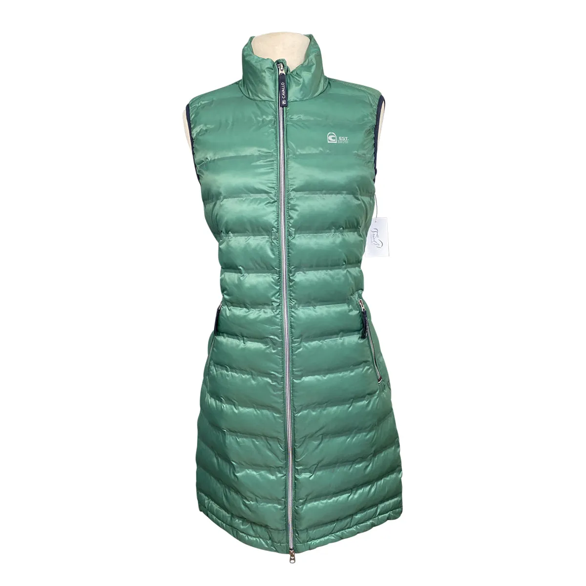 Cavallo 'Frida' Long Sleeveless Waistcoat in Sea Green - Women's 6