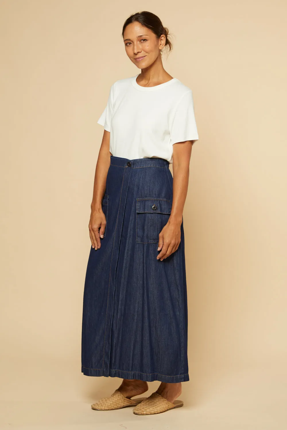 Charley Pocket Skirt in Dark Wash