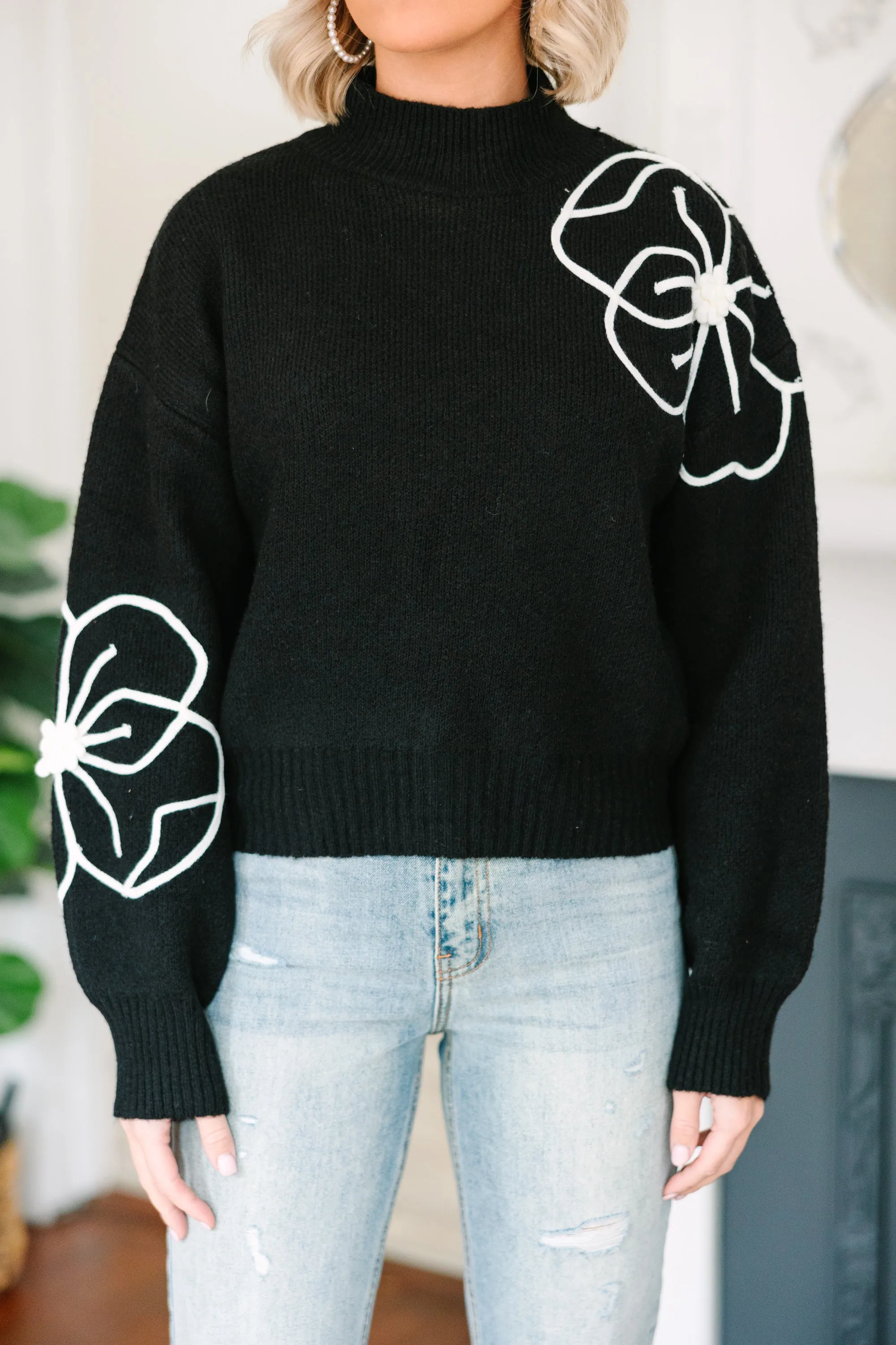 Close To You Black Floral Sweater