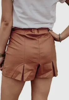 Copper pleated shorts