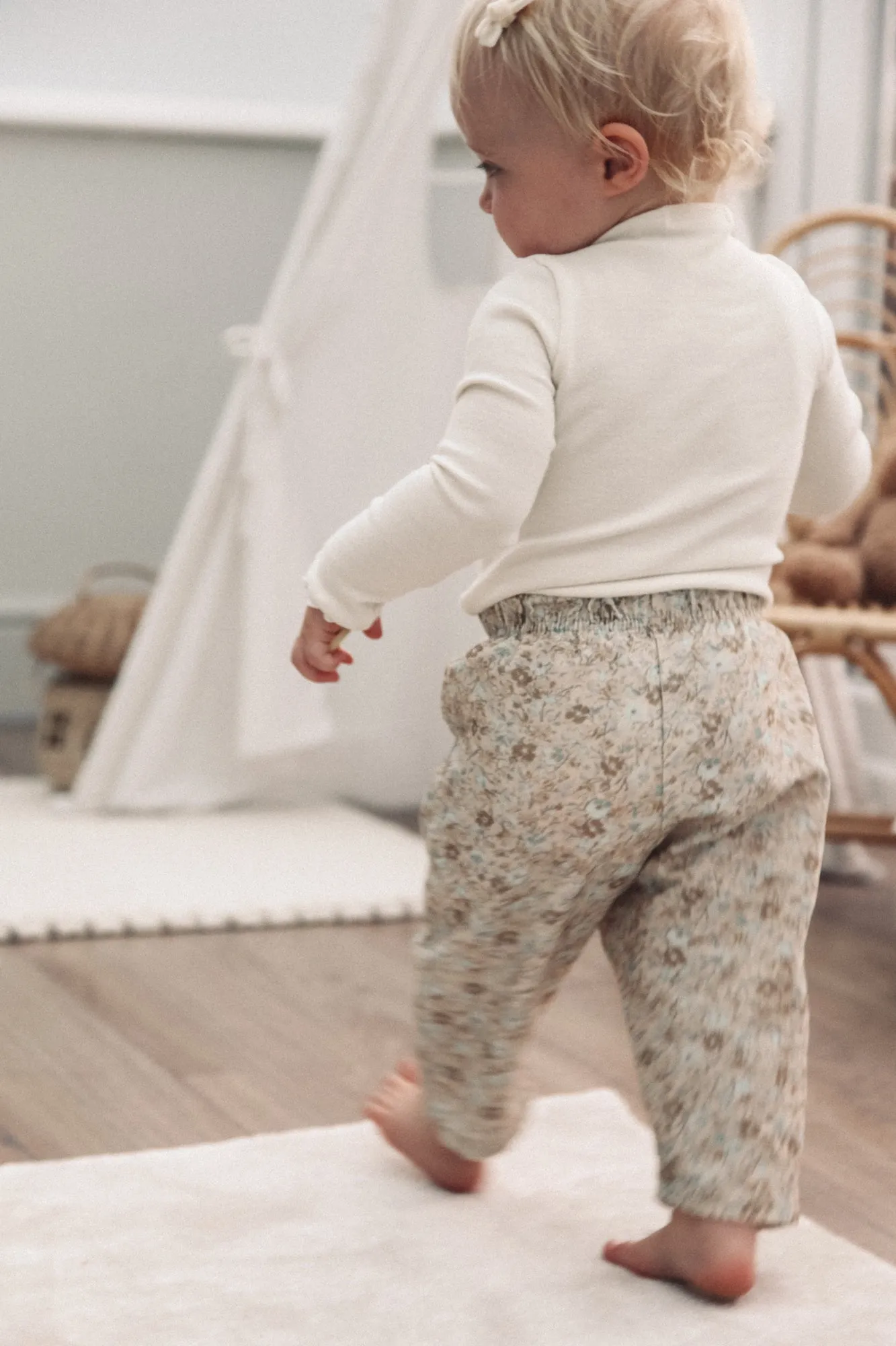 Cream Long Sleeve Frill Trim Top