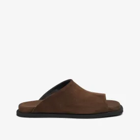 Dark brown women's suede slider sandal