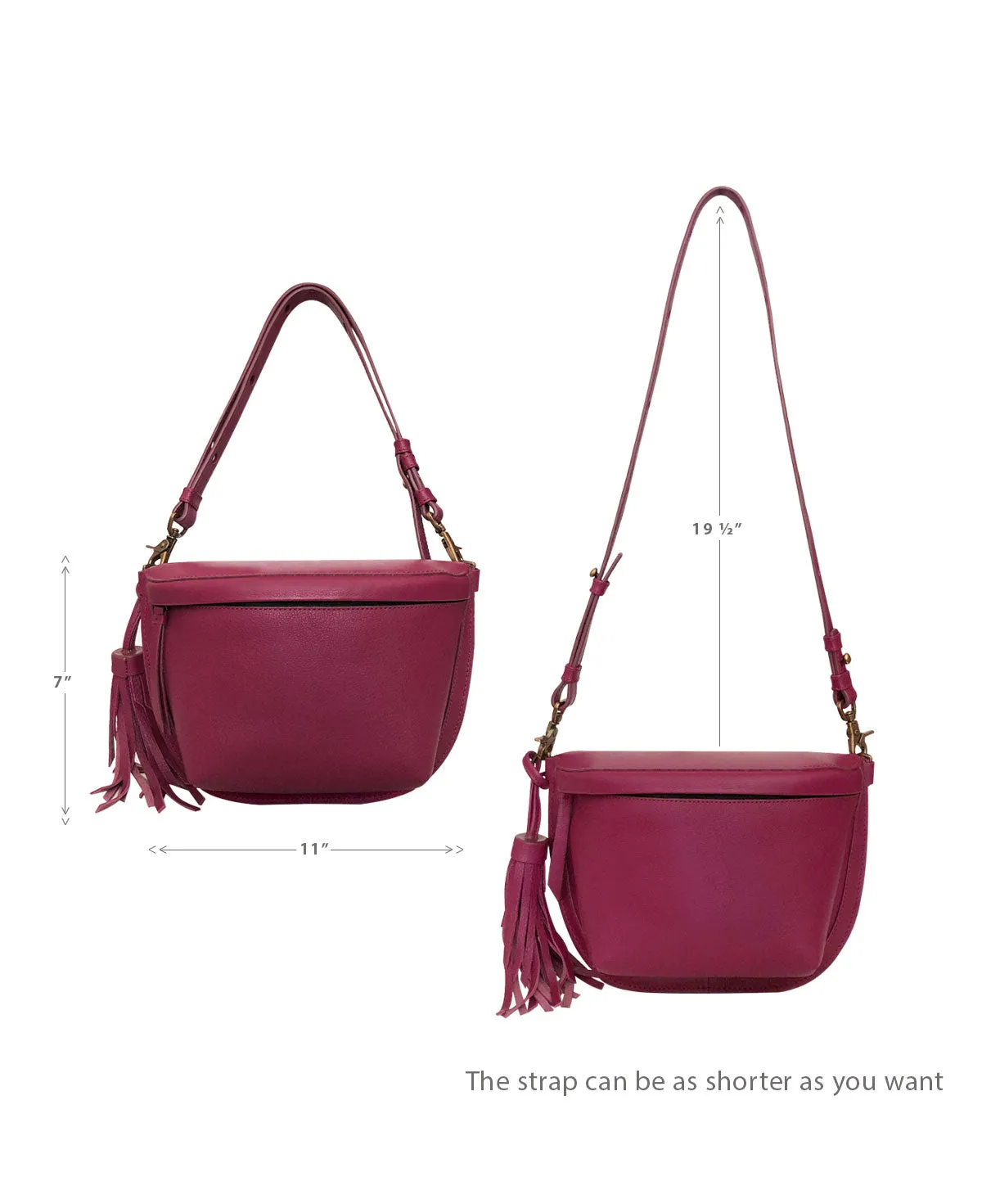 Fuchsia Magenta Leather Sling Bag Crossbody