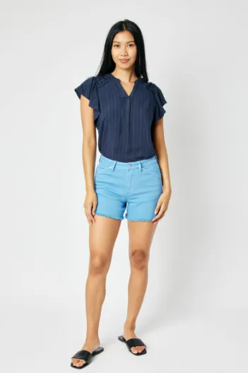 Garment Dyed Fray Hem Shorts by Judy Blue