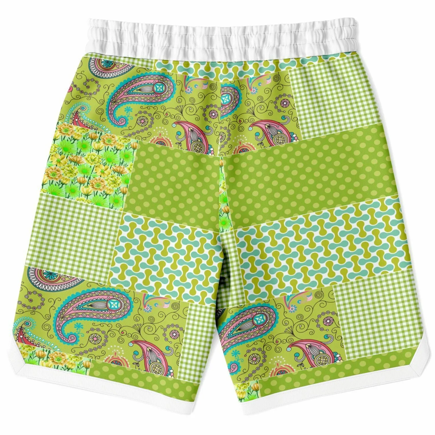 Green Anjou Pear Patchwork Basketball Shorts