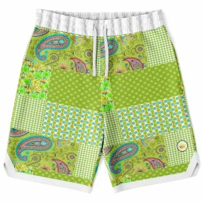 Green Anjou Pear Patchwork Basketball Shorts