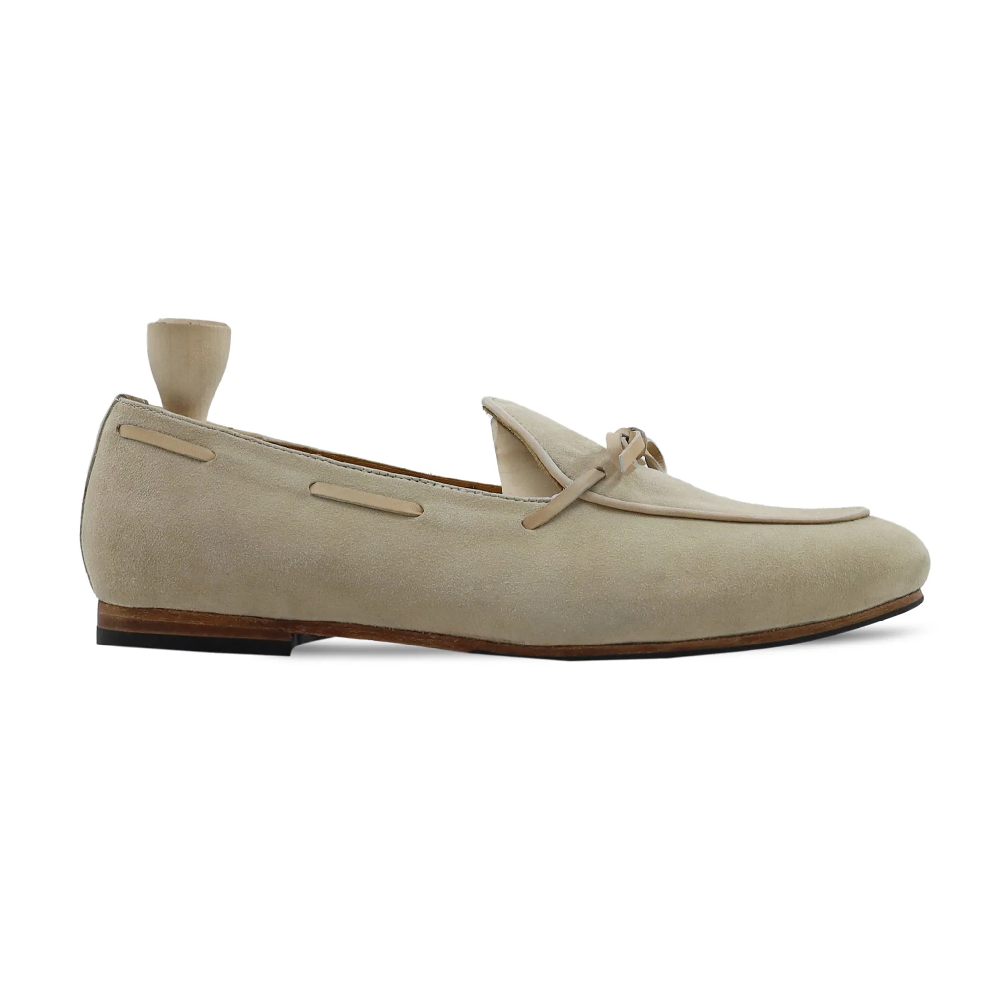 Halmstad - Men's Beige Kid Suede Loafer