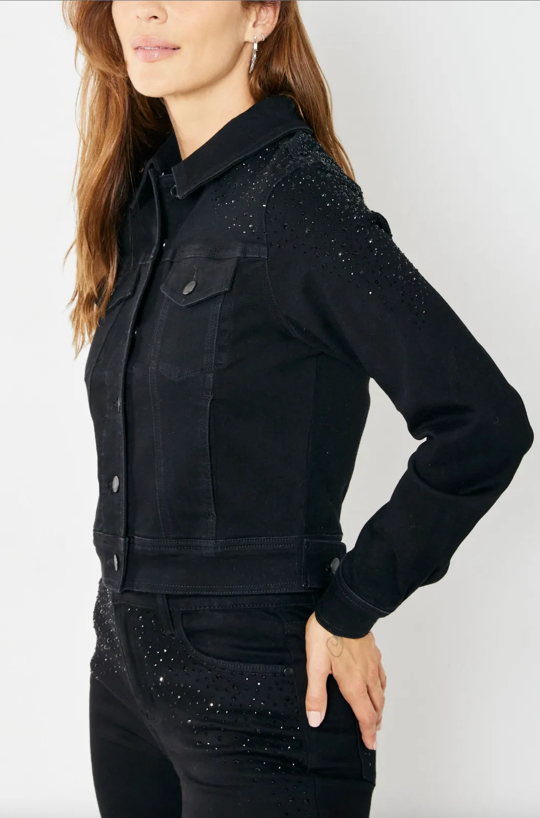 Judy Blue Black Rhinestone Jean Jacket