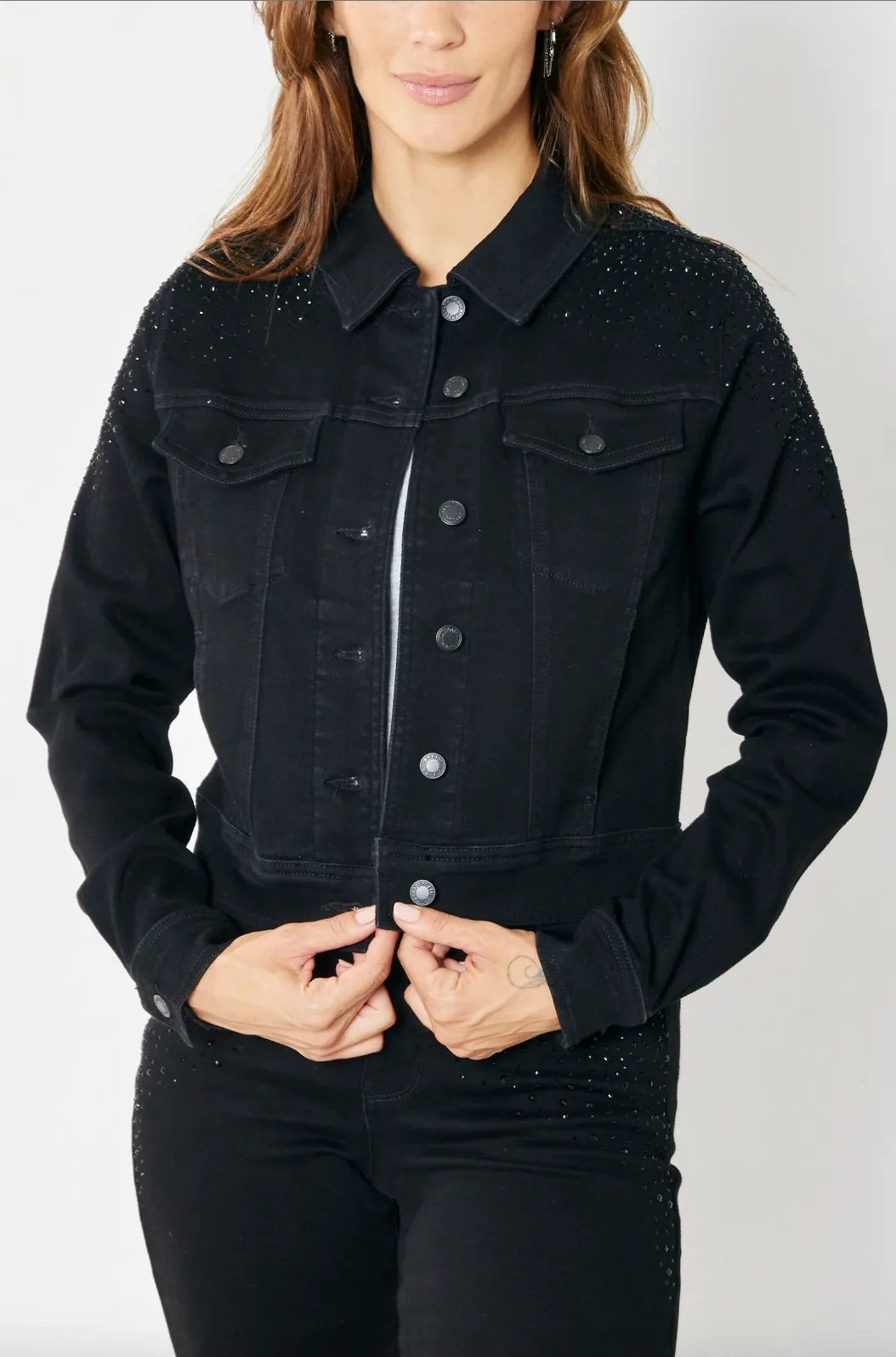 Judy Blue Black Rhinestone Jean Jacket