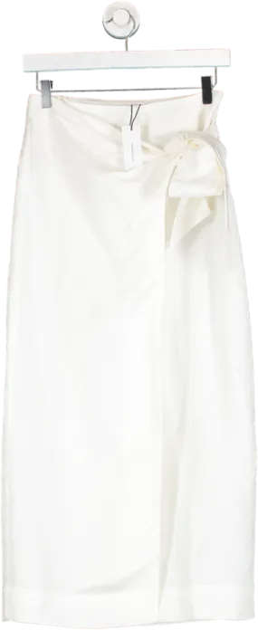 Karen Millen White Linen Viscose Woven Wrap Tie Skirt UK 6