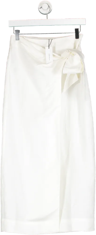 Karen Millen White Linen Viscose Woven Wrap Tie Skirt UK 6