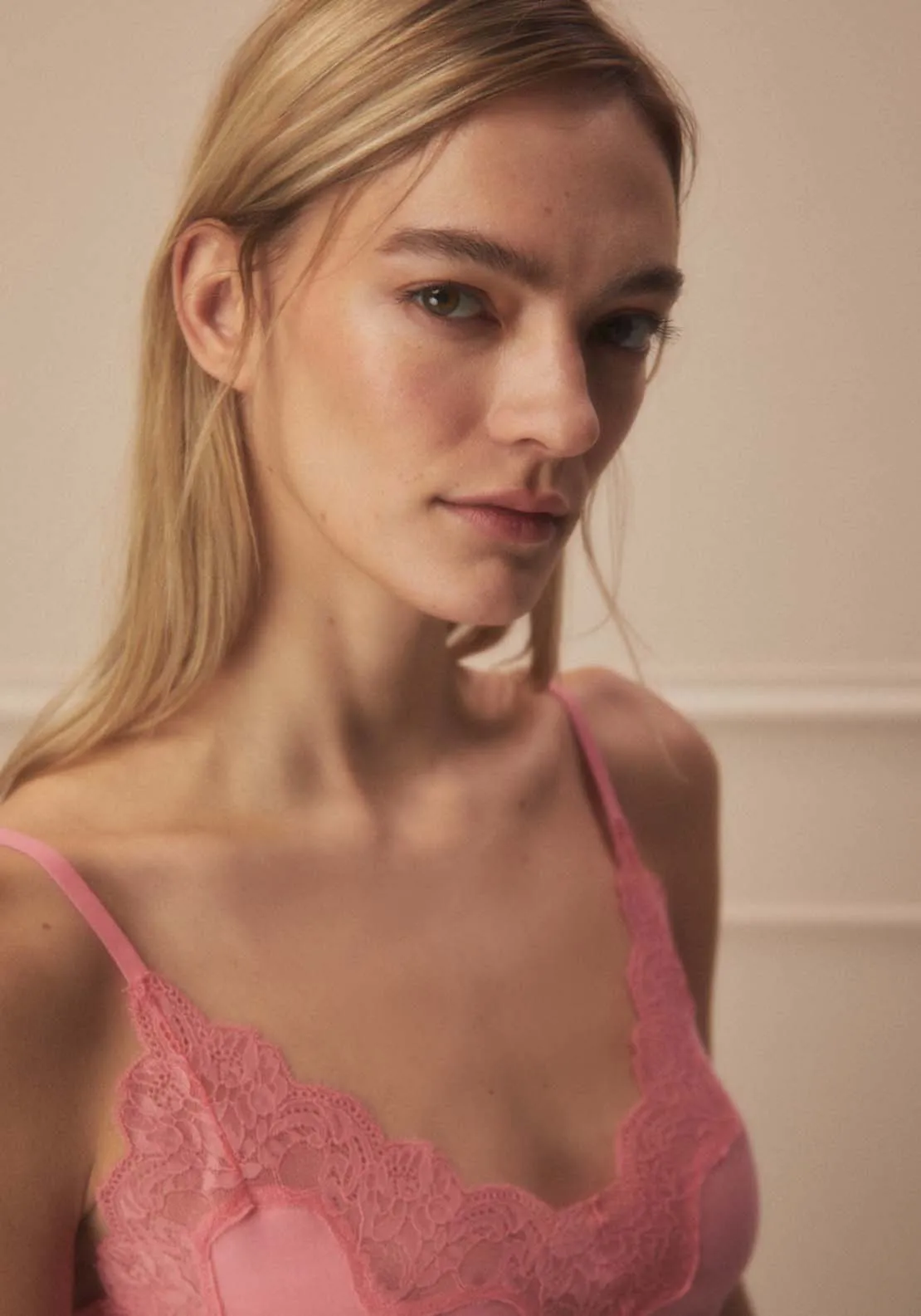 Lace Detail Cami Top - Pink