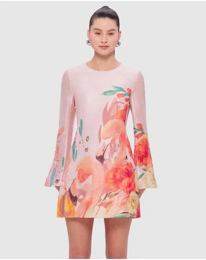 Leo Lin Suzanne Bell Sleeve Mini Dress