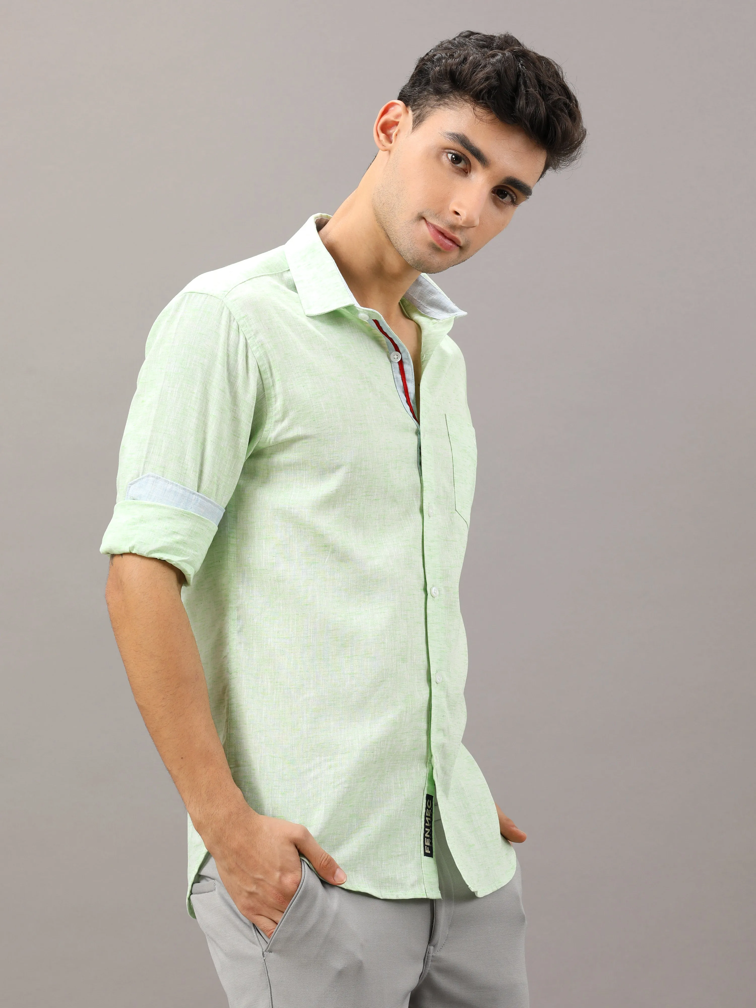 Light Green Fit Linen Shirt