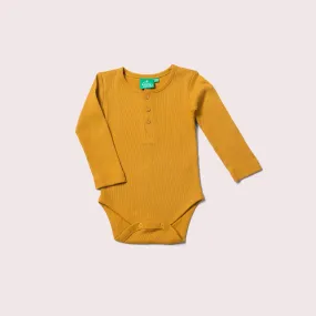 Little Green Radicals Gold Ribbed Long Sleeved Bodysuit