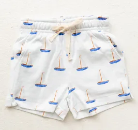 Little Paper Boat - Sailboat Print Knit Shorts