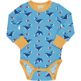 Maxomorra Dolphin Organic Cotton Long Sleeved Bodysuit