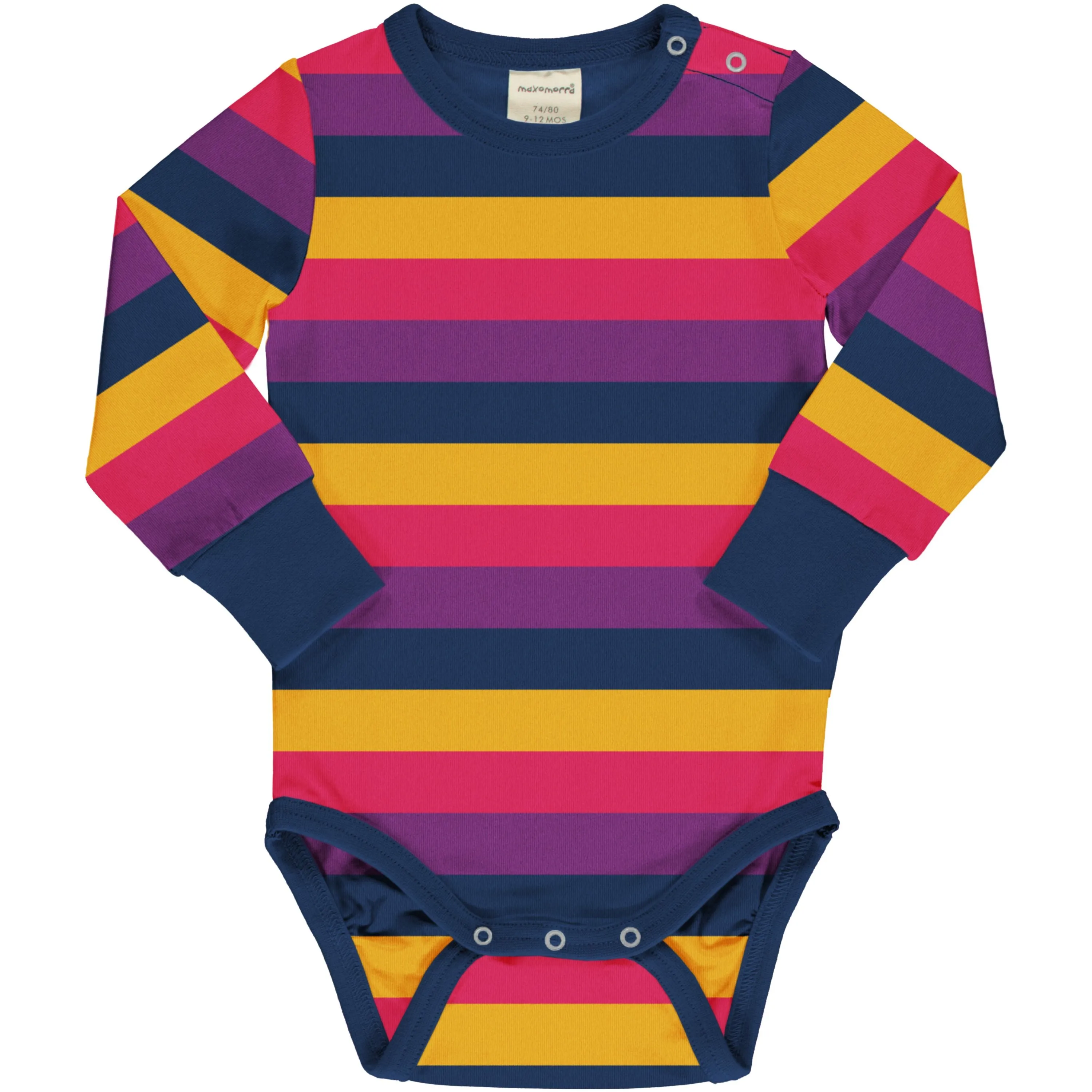 Maxomorra Purple Stripes Long Sleeved Bodysuit