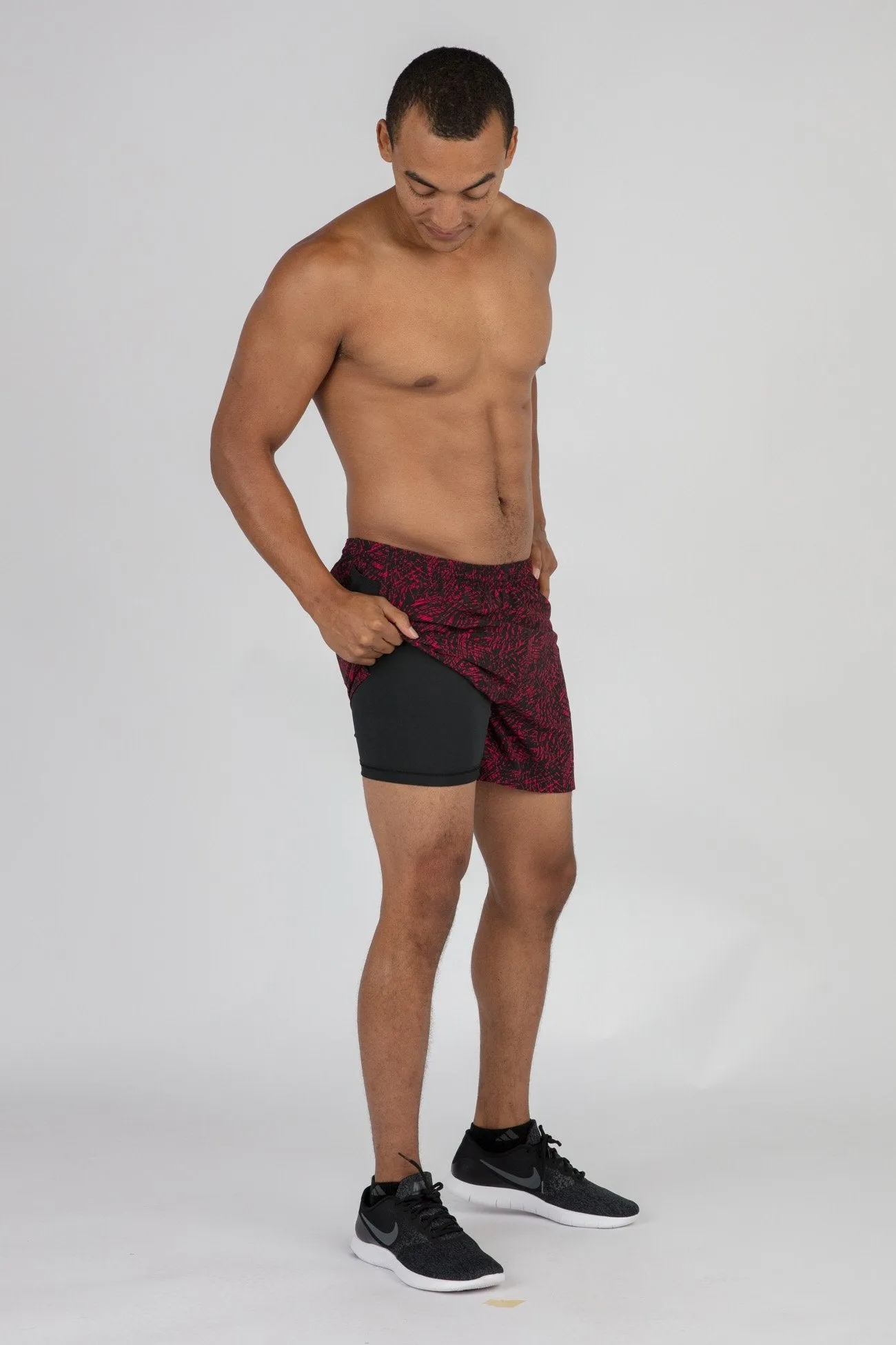 Men's 2-N-1 5 Inch Ultra Running Shorts- Hyper Red