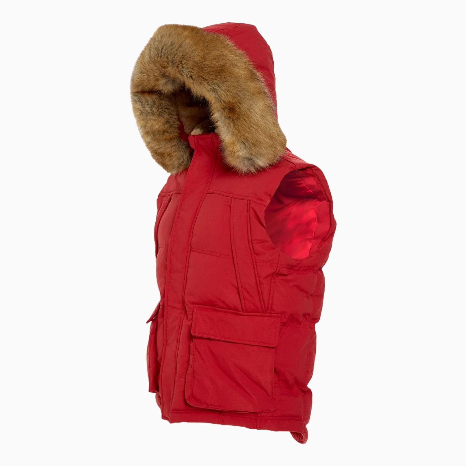 Men's Yukon Fur Lined Hooded Puffer Vest