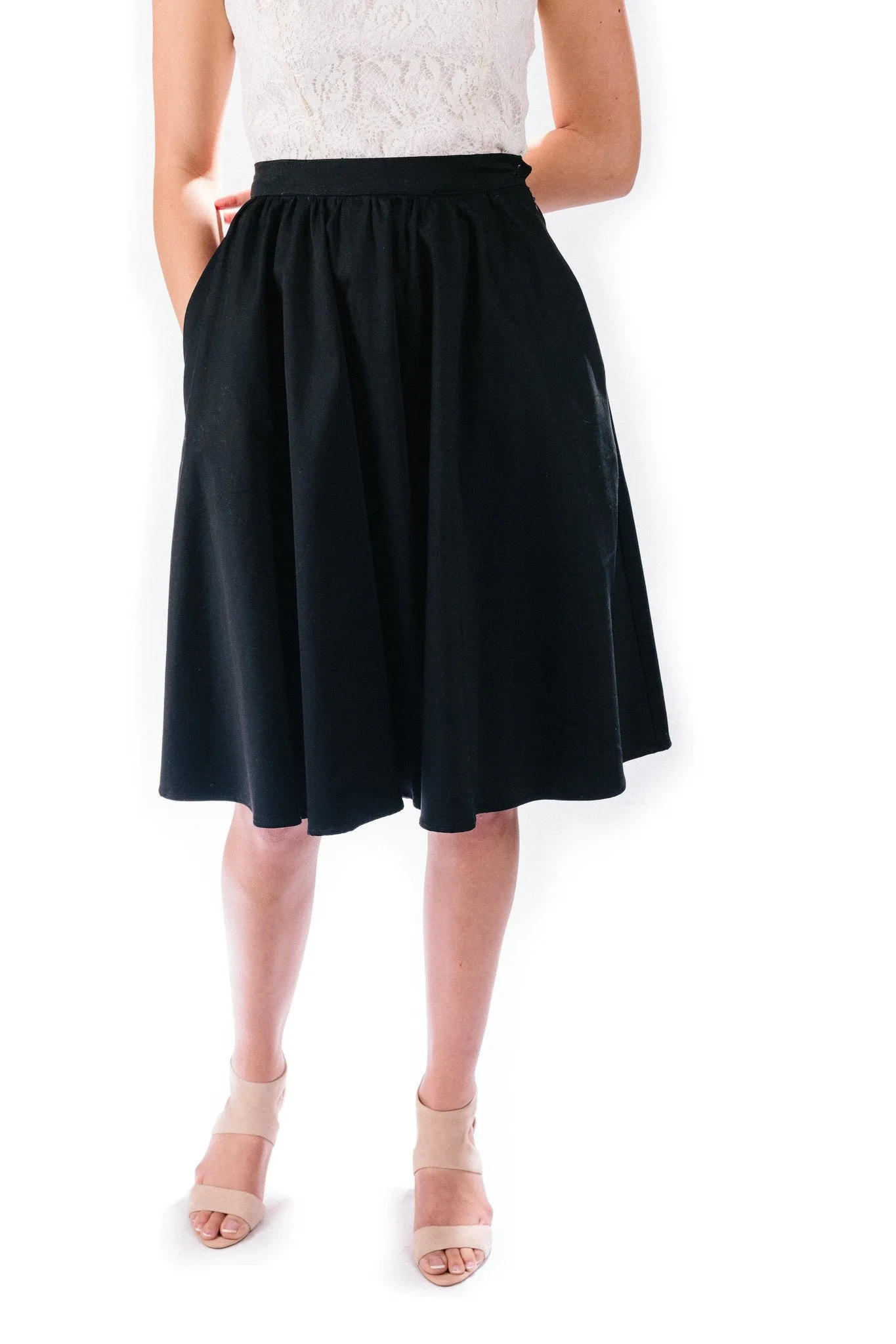 midi skirt in ebony