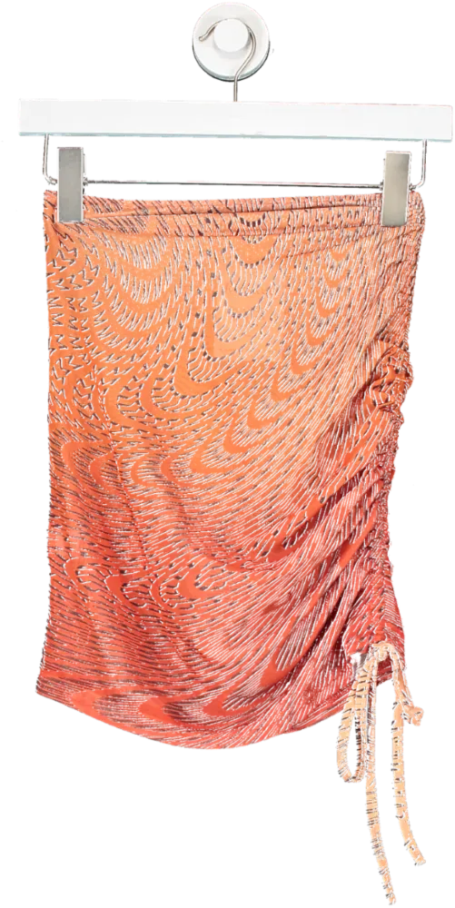 MURCI Orange Ruched Mesh Abstract Skirt UK 6