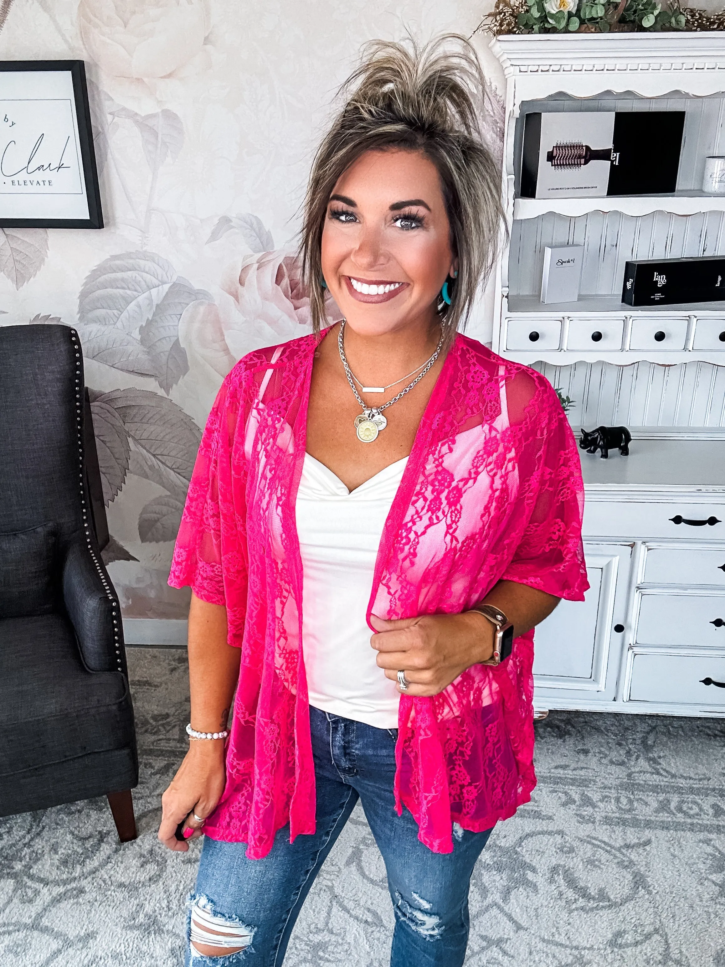 Natural Obsession Kimono - Fuchsia