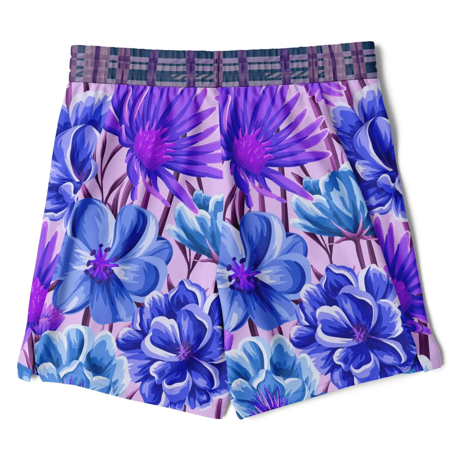 Norma Jean Purple Plaid Floral Compression Activity Shorts