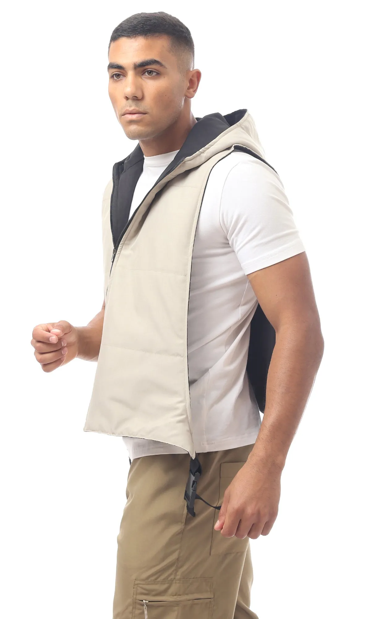 O173709 Beige Double Faced Solid Vest