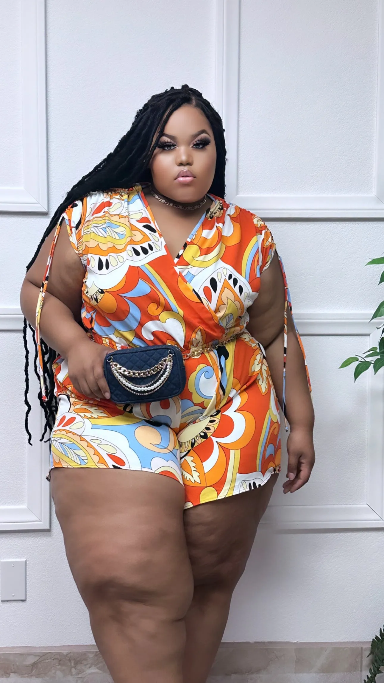 Orange Multi color Rema   Size Romper