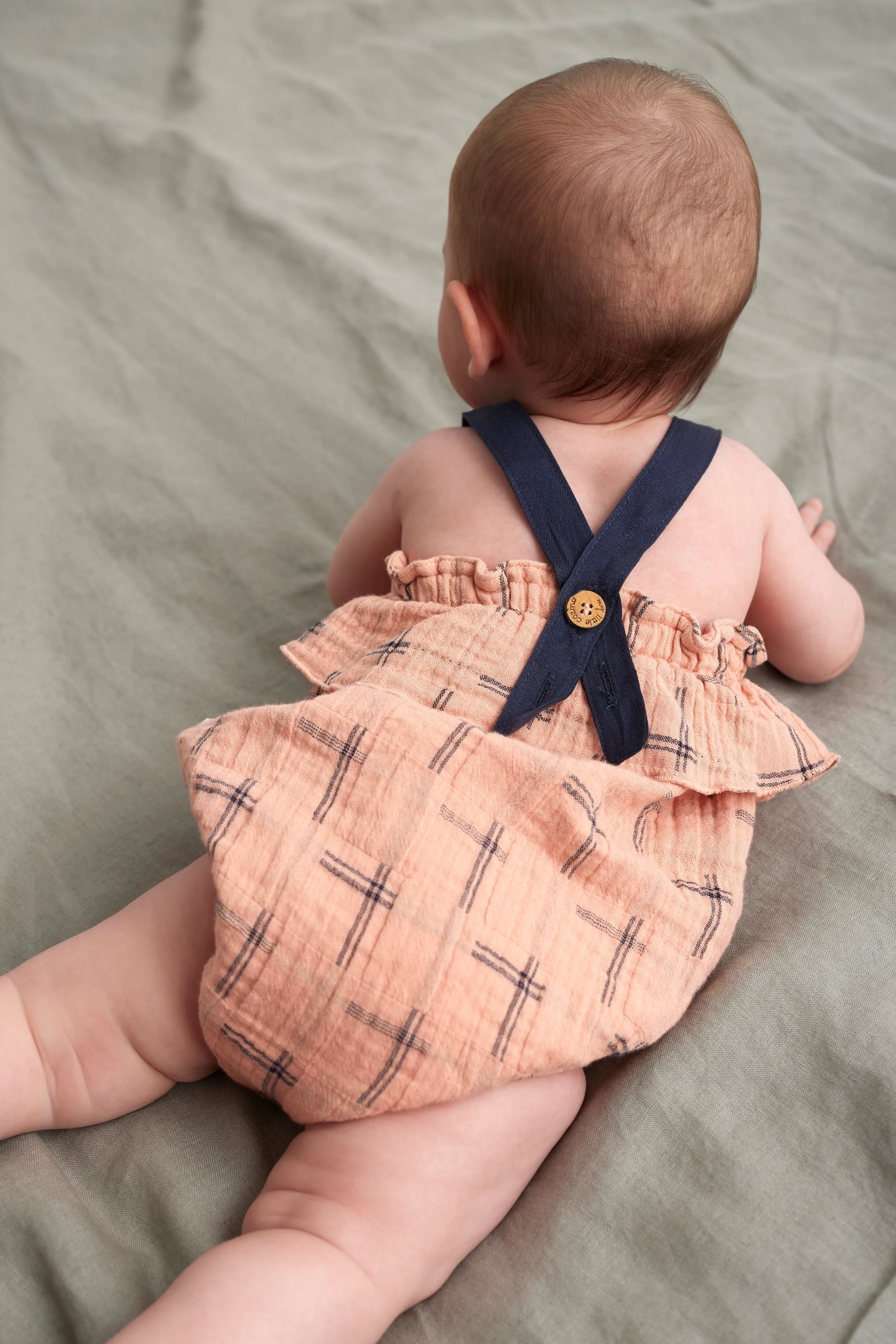 Pink Plaid Muslin Baby Romper