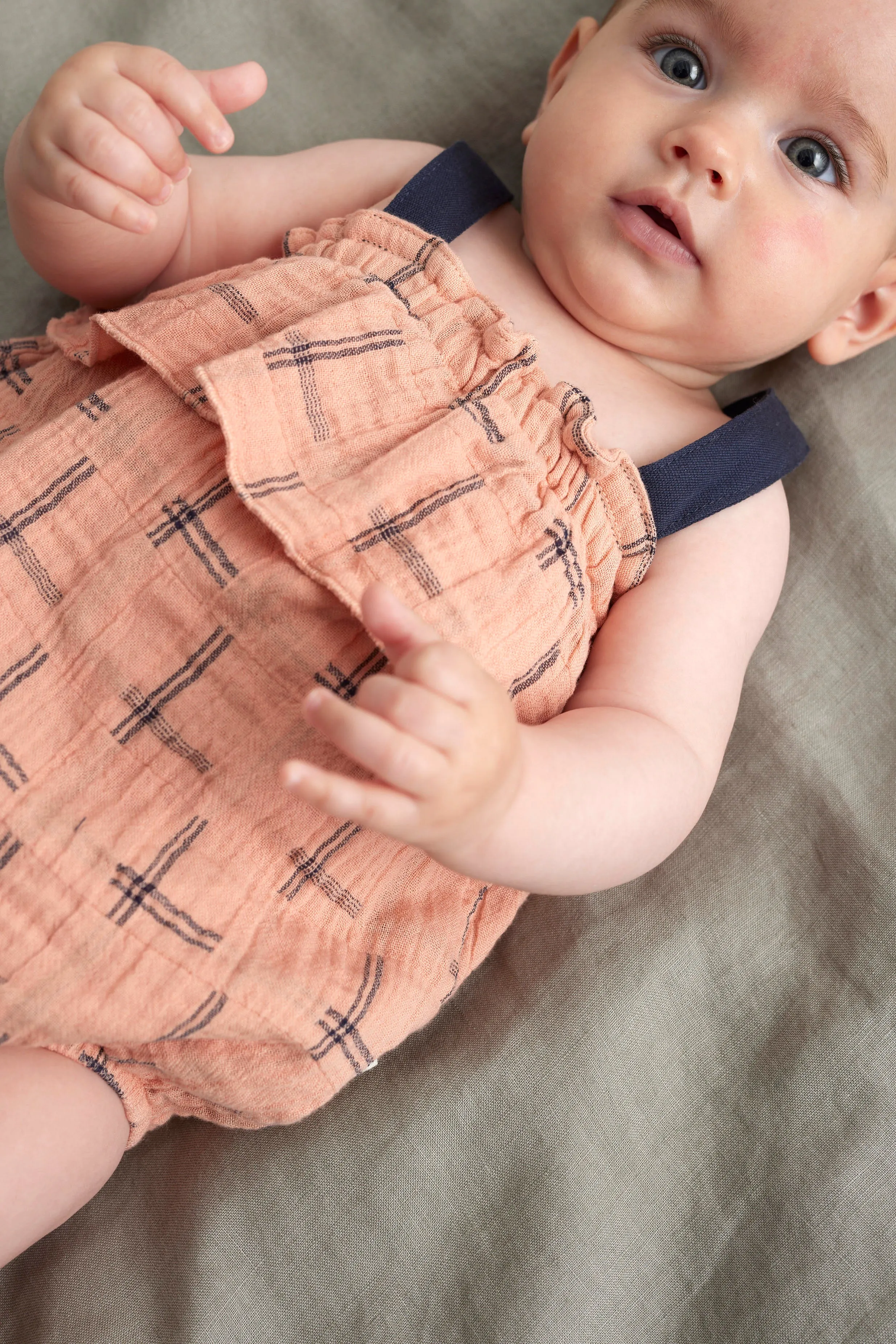 Pink Plaid Muslin Baby Romper