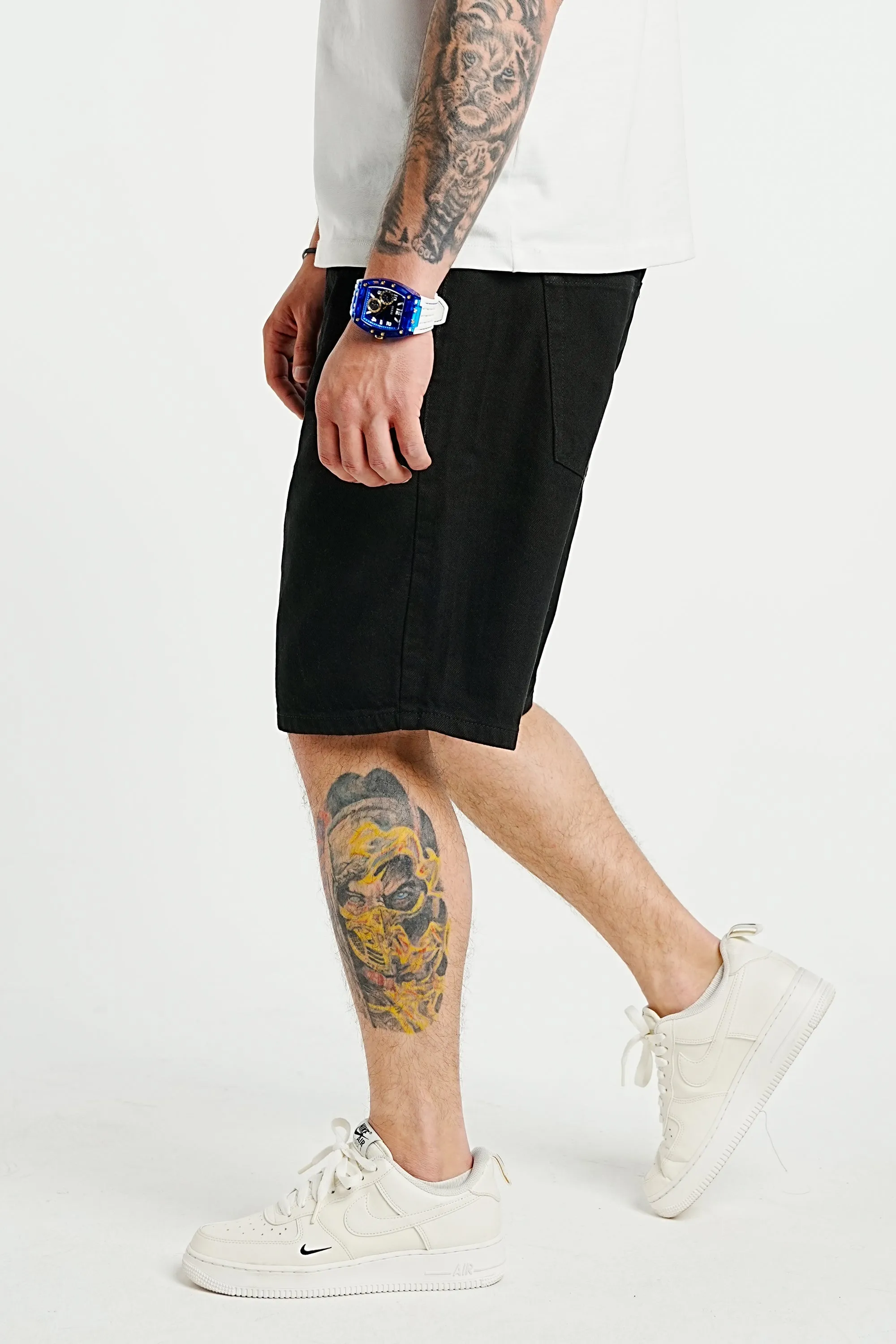 Premium Basic Black Denim Shorts