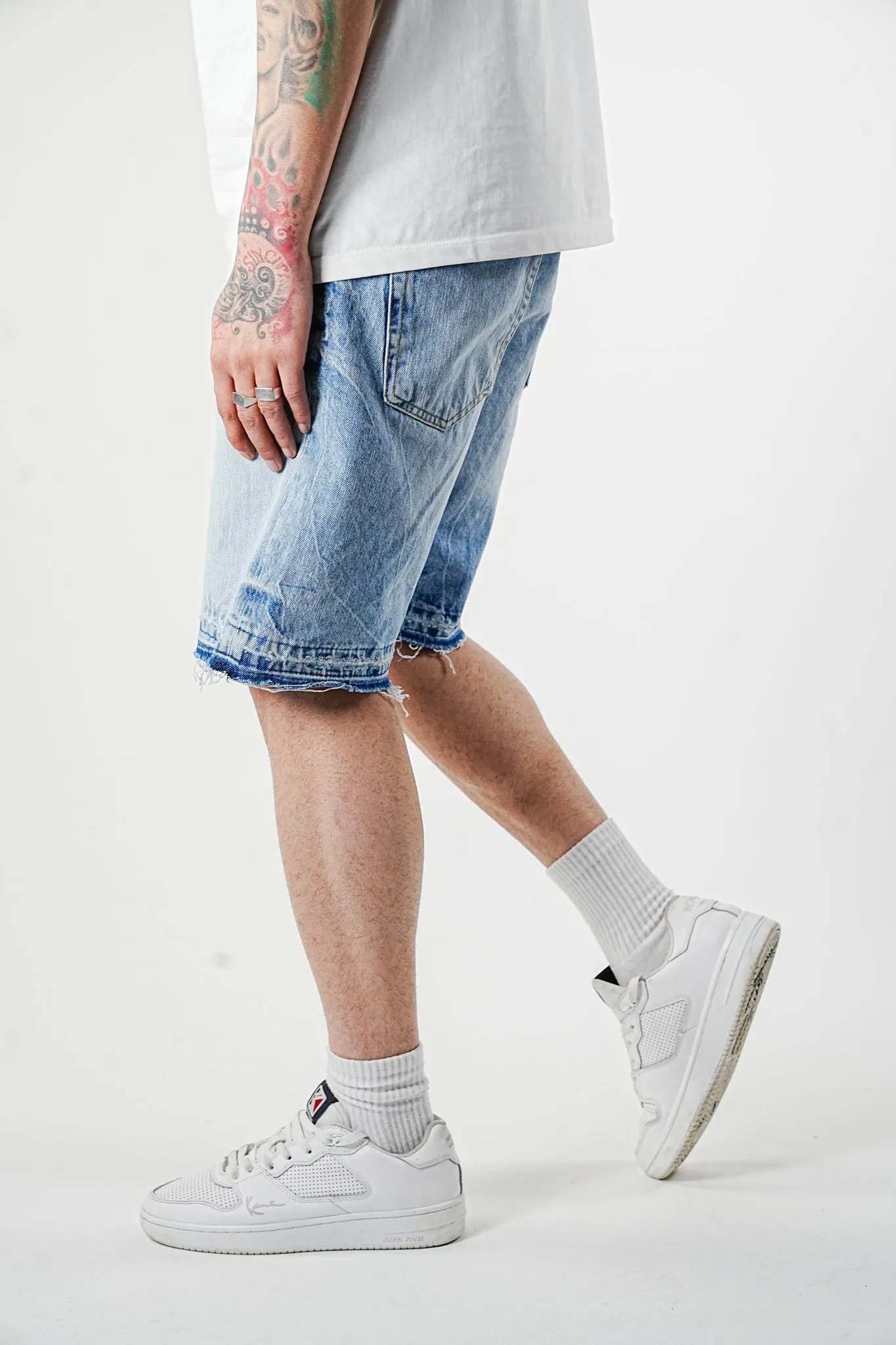 Premium Free Cut Mid Blue Denim Shorts