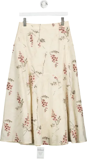 Rebecca Taylor Cream Embroidered Midi Skirt UK 10