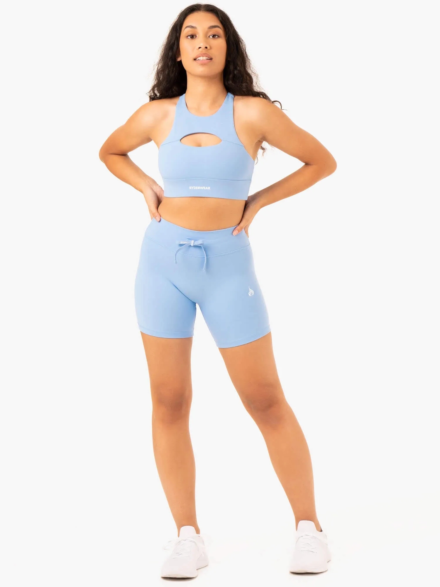 Replay High Waisted Shorts - Sky Blue