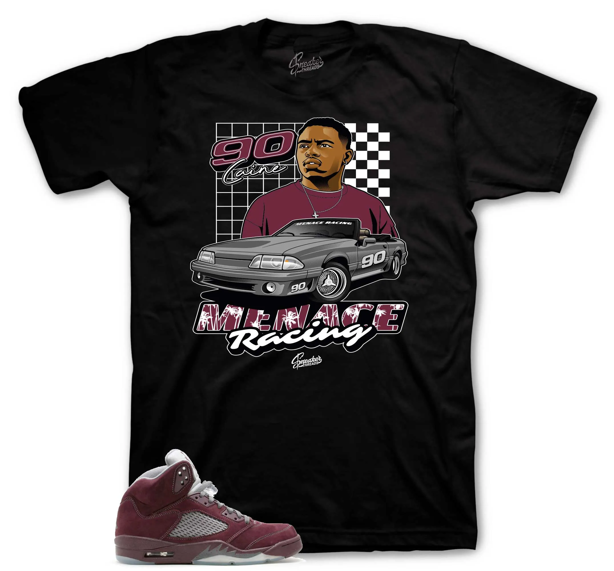 Retro 5 Burgundy Menace Racing Shirt