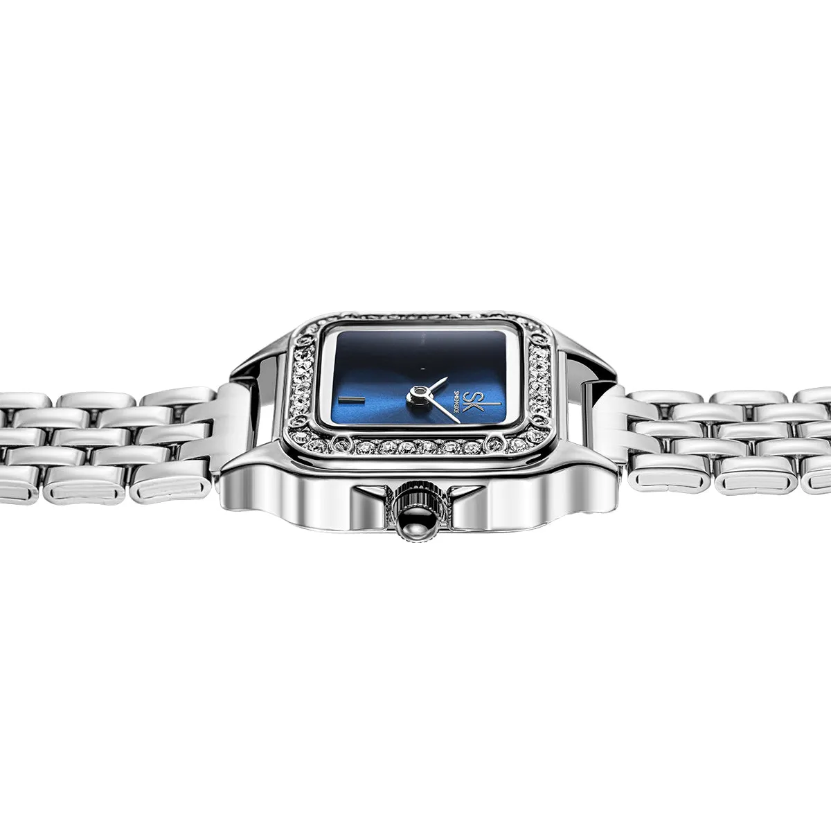 Sk Silver Blue Face Lady Watch