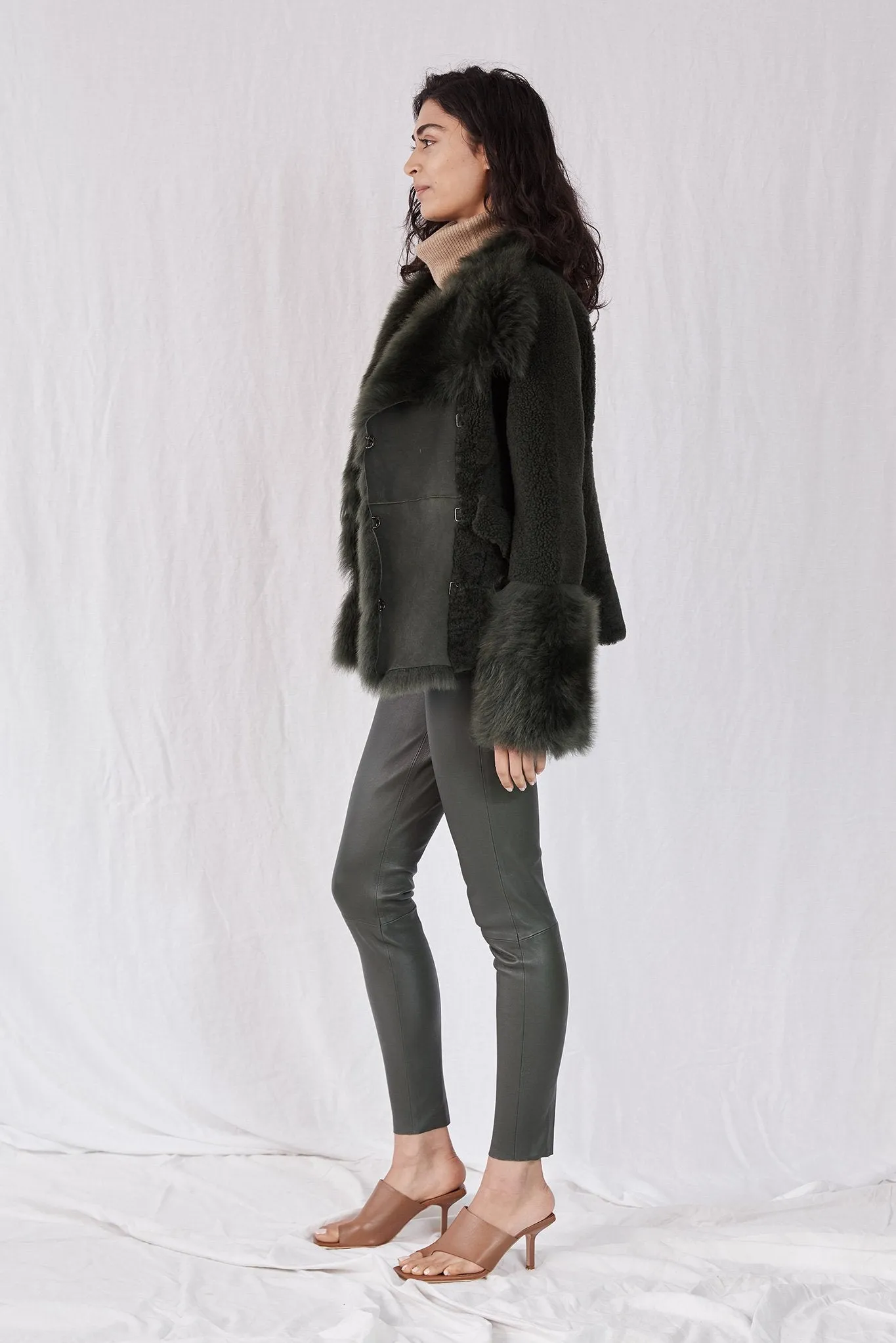 Spring Street Shearling Coat Moss Green Shearling